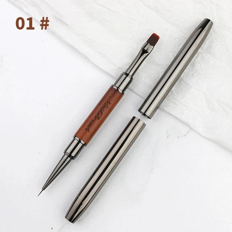 Double-extrémité Hard Nail Art Brush Builder Gel Strass Handle French Tip for Manicure Design Polish Gel Liner Professional Pen