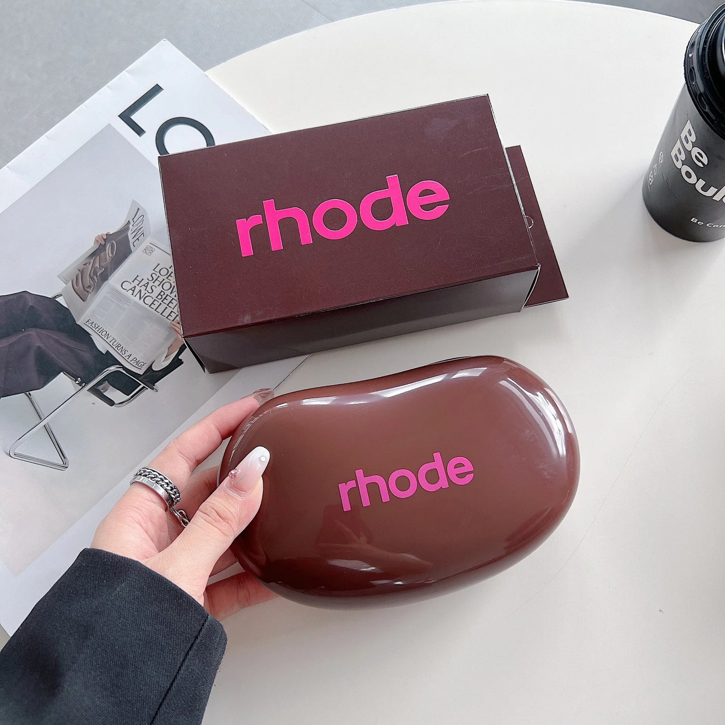 Sac de portable en silicone avec miroir, rouge à lèvres, blush, hydratant, brillant à lèvres