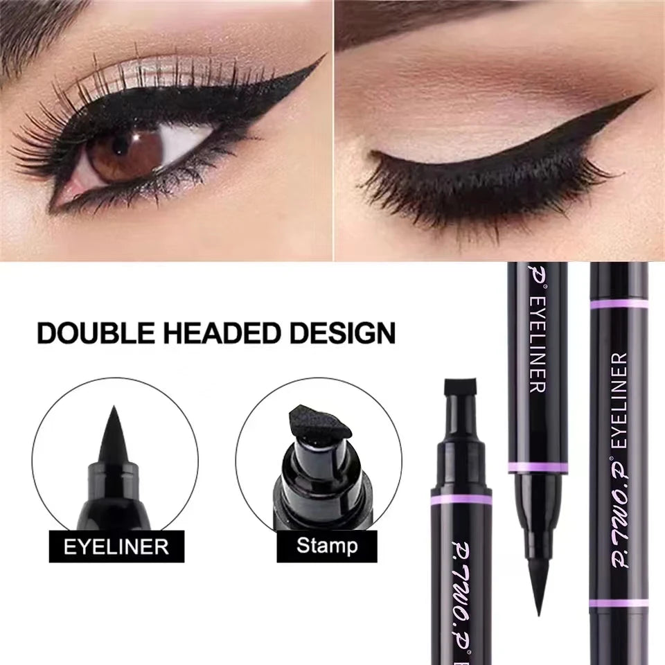 P.TWO.P Stamp Eyeliner Crayon 1 Pcs Double-end Imperméable À Séchage Rapide Longue Durée Eyeliner Liquide Maquillage Yeux Outil De Cosmétiques