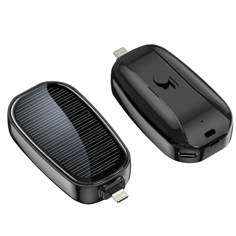 Solar Mini Power Bank Porte-clés Chargeur portable Camping en plein air Batterie externe Puissance d’urgence 1200mah Powerbank pour Xiaomi
