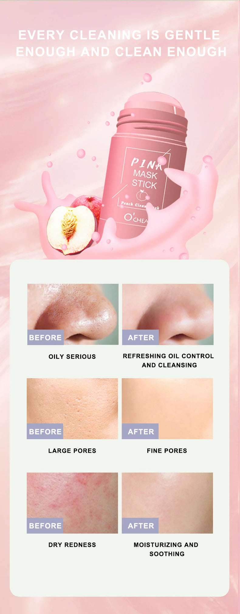 Masque facial solide Stick Thé vert Miel Pêche Nettoyage des pores Hydratant Long charbon de bois Aubergine Film de boue