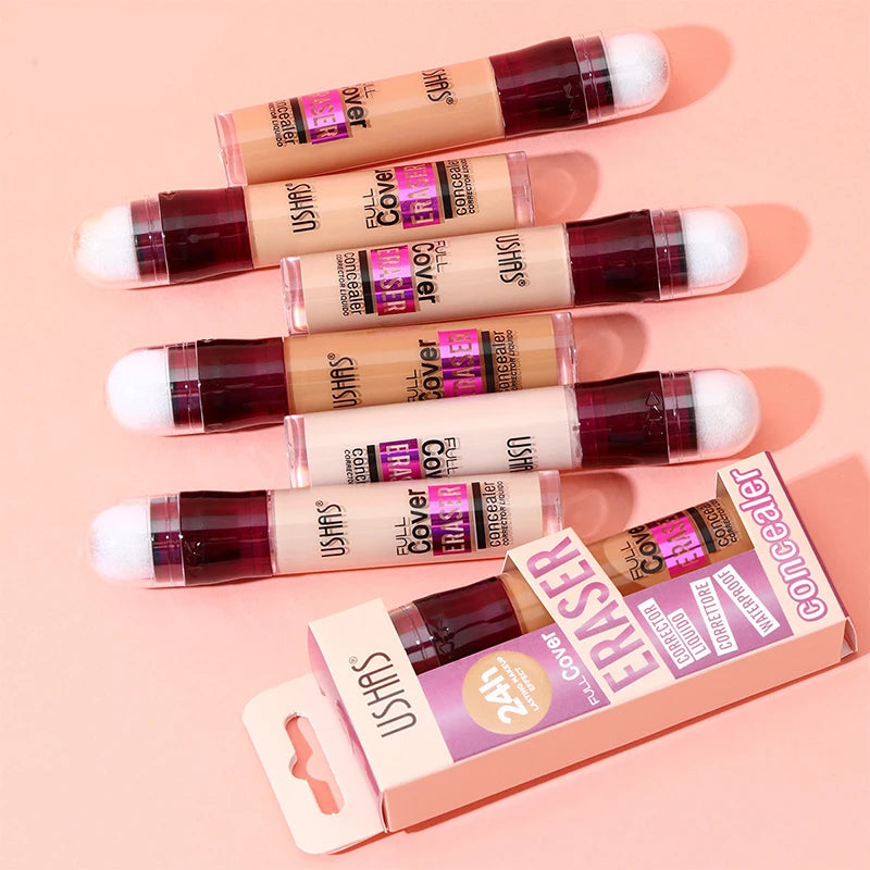 USHAS 12 couleurs tête d'éponge rotative fond de teint liquide anti-correcteur longue durée liquide n'enlève pas le maquillage correcteur imperméable