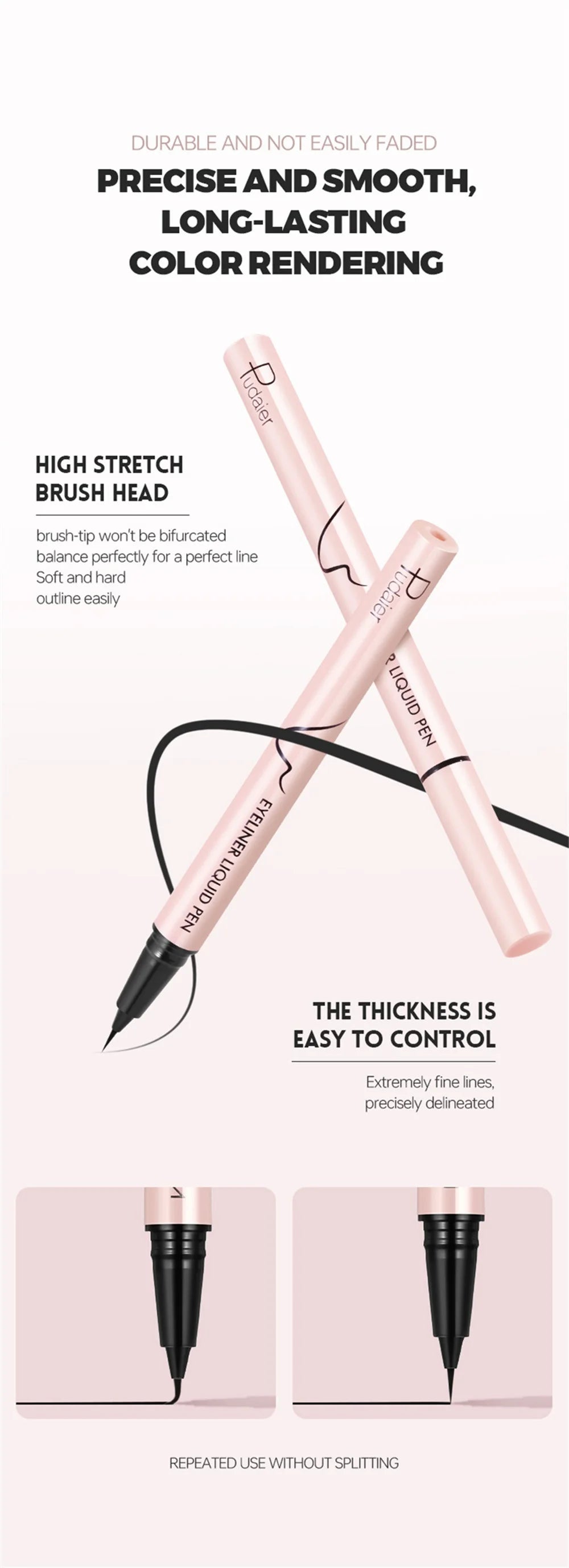 Waterproof Black Liquid Eyeliner Pen Ultra-Fine Anti Smudge Lasting Smooth Lying Silkworm Eyes Liner Pencils Eye Makeup Tools