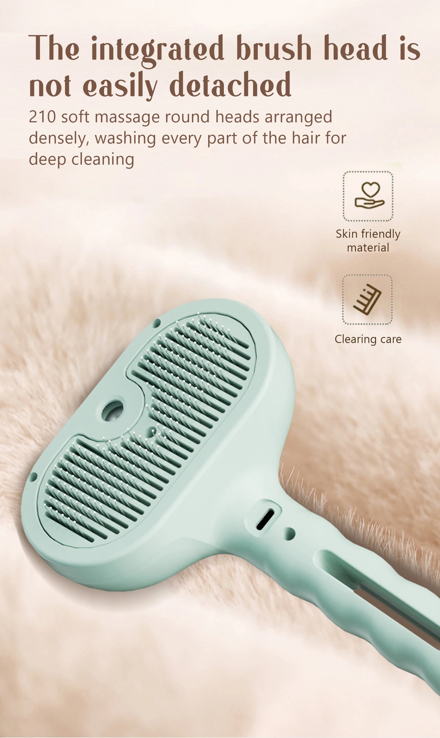 Peigne Vapeur Massant pour Chiens et Chats – Tête Ronde Sécurisée, Dents Souples & Spray Hydratant | Brosse Universelle Anti-Noeuds