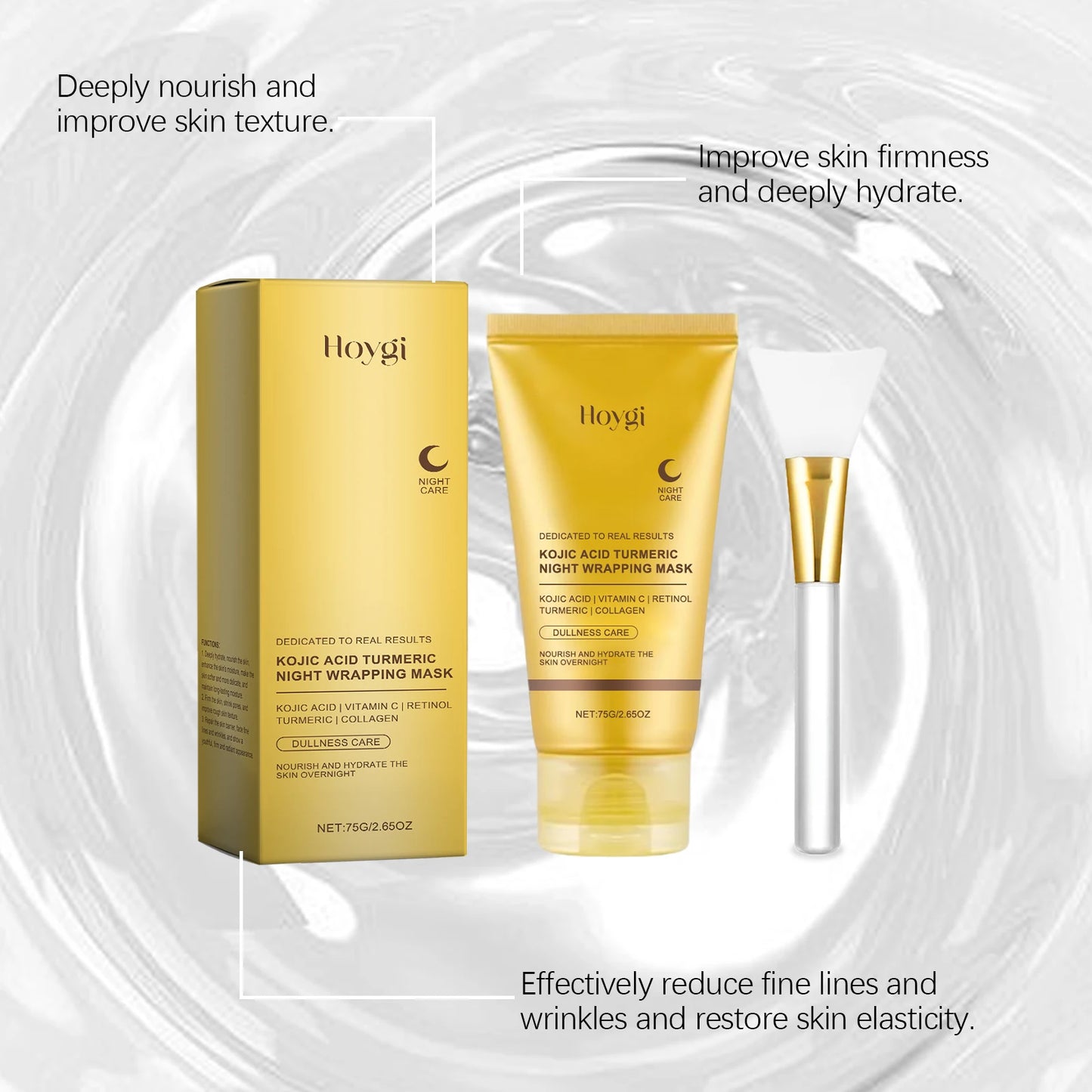 Duo de Masques Visage – Collagène Peel-Off & Nuit Curcuma Kojique, Anti-Âge.