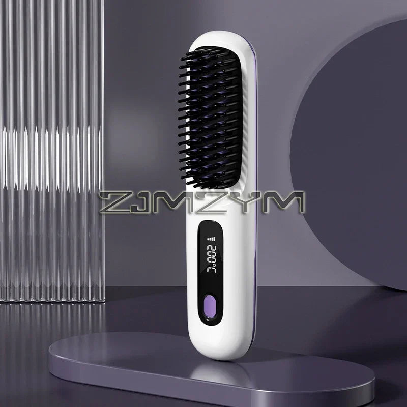 Lisseur à cheveux sans fil Lisseur à cheveux plats portable avec écran LCD Affichage numérique Outil de coiffure pour cheveux raides et bouclés