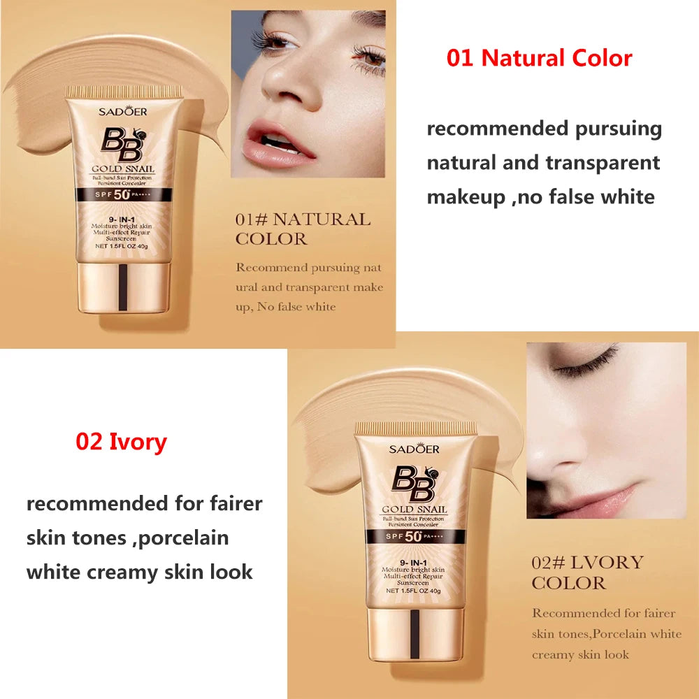 Fond de teint liquide BB crème mat anti-sébum, waterproof, longue tenue.