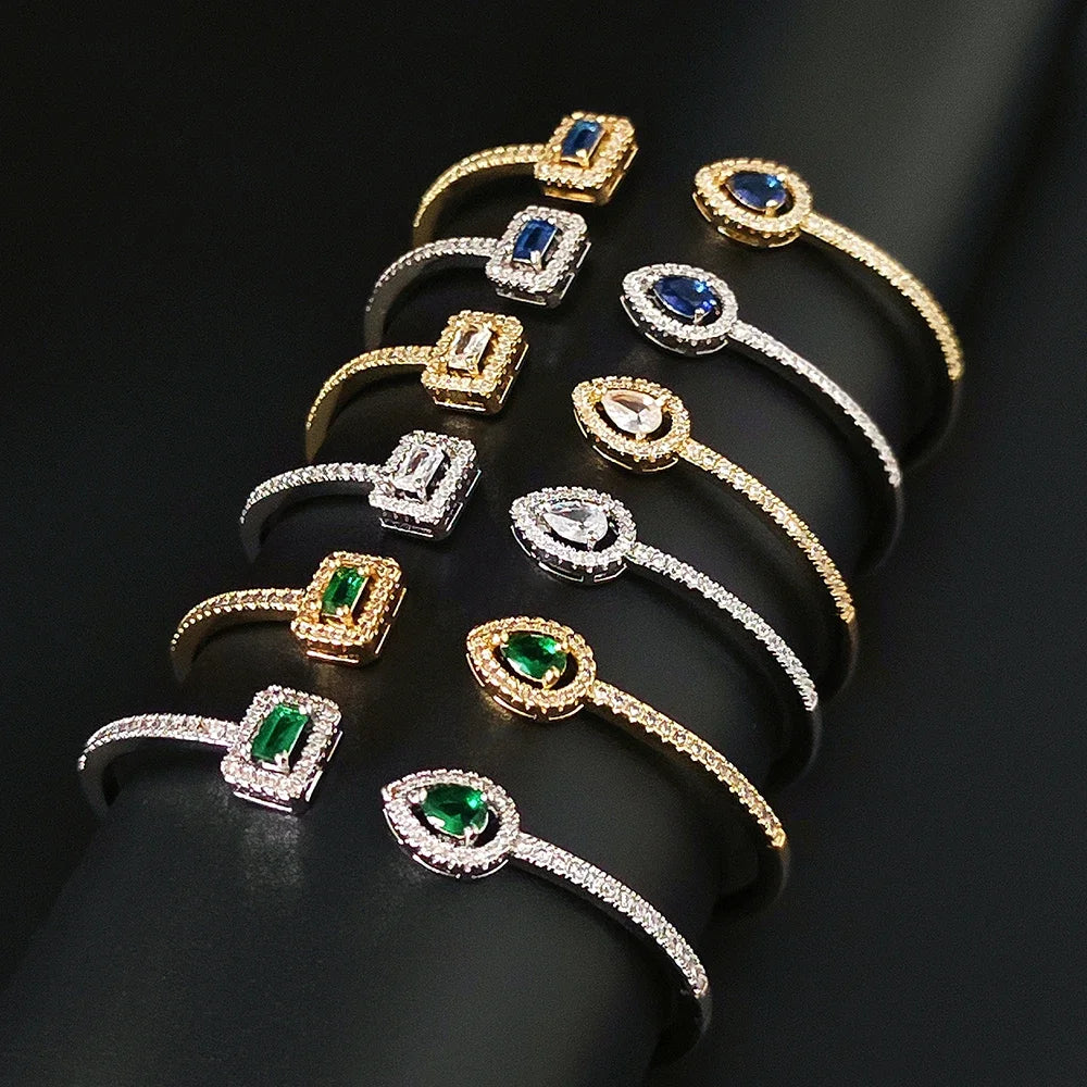 Bracelet Ouvert Réglable – Style Punk Serpent Argenté en Forme de Poire