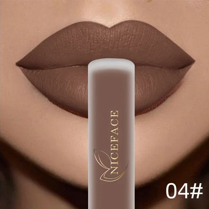 NICEFACE Hot Color Lip Gloss Waterproof Matt Lipgloss Lasting Nude Liquid Lipstick Cosmetic Sexy Women Lip Tint Makeup Lip Stain