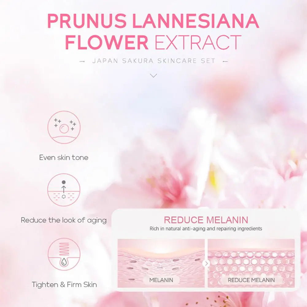 Sakura Lot de 5/3 soins pour le visage, sérum, tonique, nettoyant pour le visage, crème solaire, pour les yeux, coffret cadeau