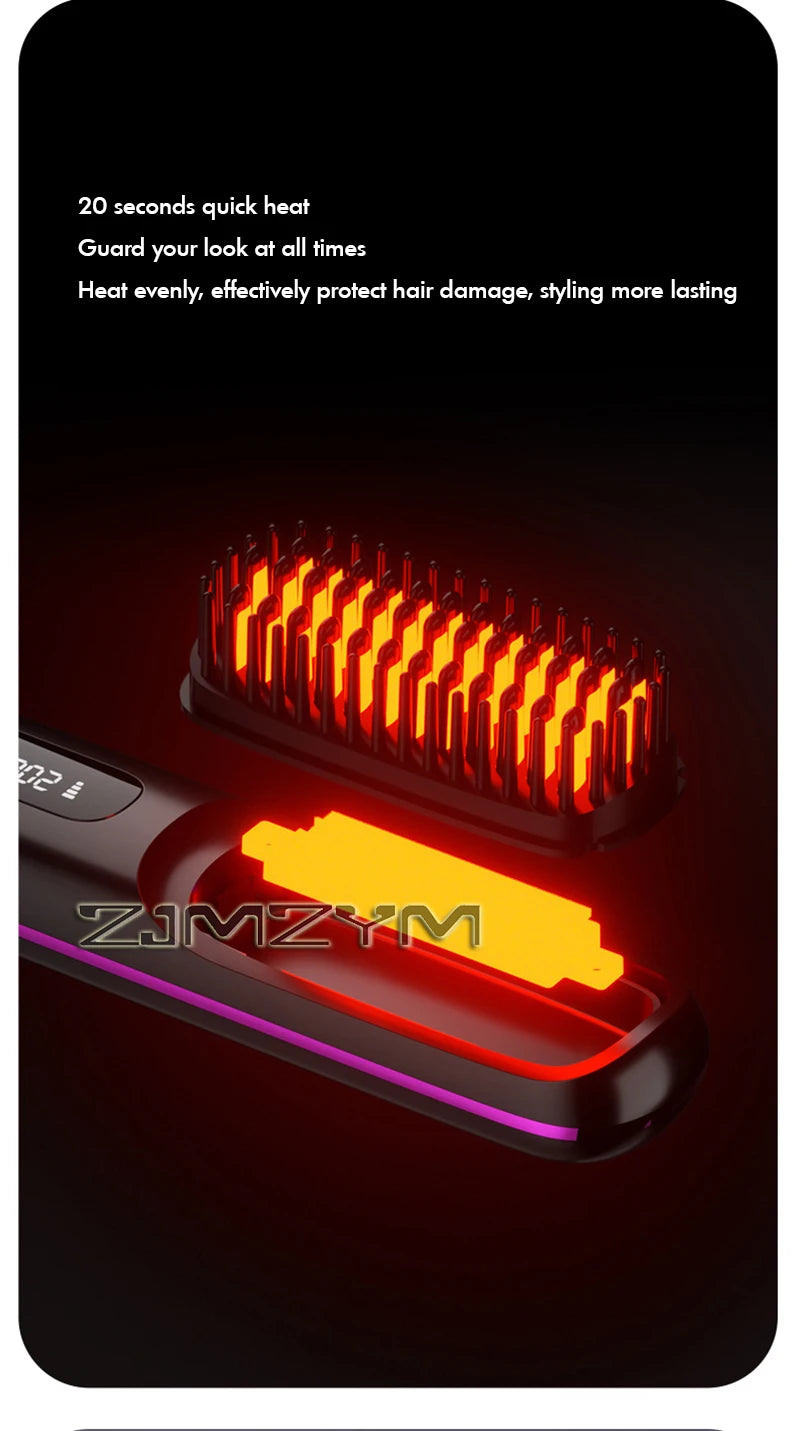 Lisseur à cheveux sans fil Lisseur à cheveux plats portable avec écran LCD Affichage numérique Outil de coiffure pour cheveux raides et bouclés
