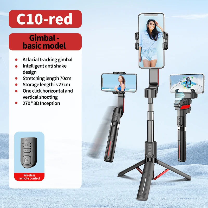 Stabilisateur d’intelligence 360 Rotation automatique Suivre le cardan, avec télécommande, selfie stabilisateur pour iPhone Android