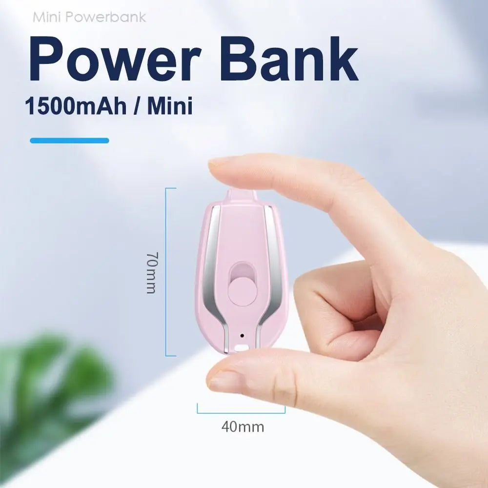 Chargeur de porte-clés portable | Mini batterie ultra-compacte de type 1500 mAh C | Banque d'alimentation de secours de charge rapide pour les appareils Iphone