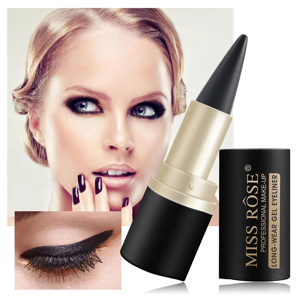 Eyeliner imperméable à séchage rapide, mat à extrémité unique noir solide.