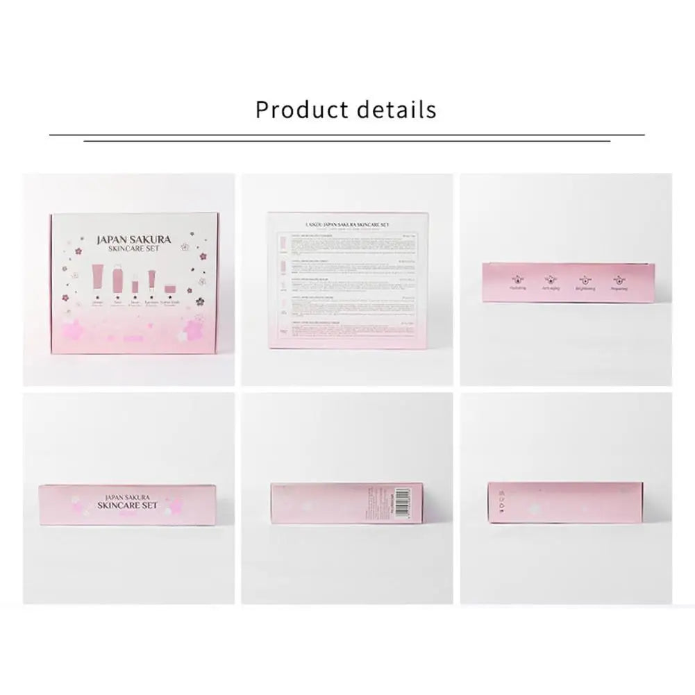 Sakura Lot de 5/3 soins pour le visage, sérum, tonique, nettoyant pour le visage, crème solaire, pour les yeux, coffret cadeau