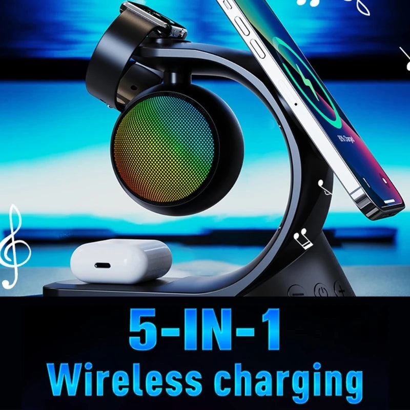 Portable Wireless Speaker with Clear Sound LED Light Effect Charging Station