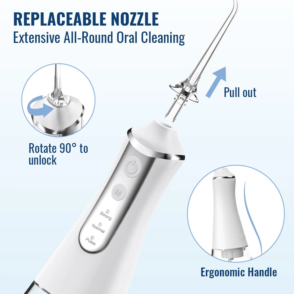 Dental Oral Irrigator Water Wire Teeth Wire Pick Mouth Washing Machine 5 Nozzles 3 USB Modes Rechargeable 300ml Tank