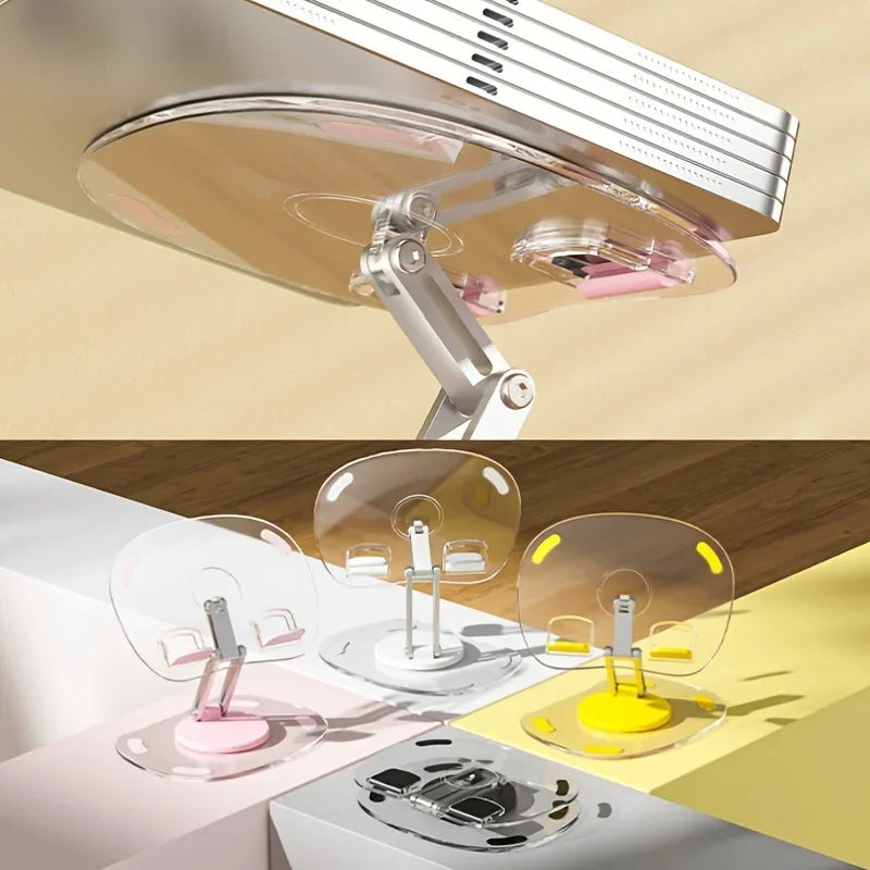 Support de téléphone portable transparent rotatif à 360° Support plat multifonctionnel Support de téléphone portable rétractable