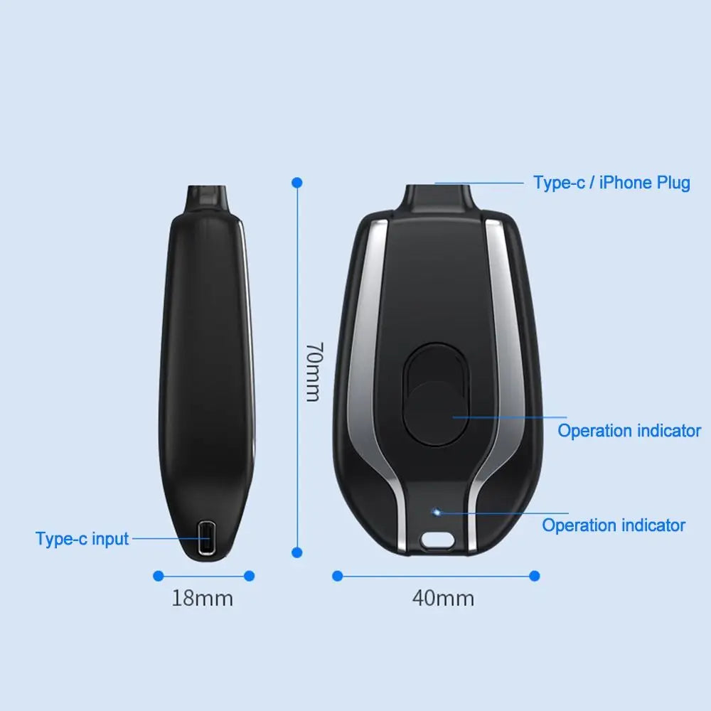 Chargeur de porte-clés portable | Mini batterie ultra-compacte de type 1500 mAh C | Banque d'alimentation de secours de charge rapide pour les appareils Iphone