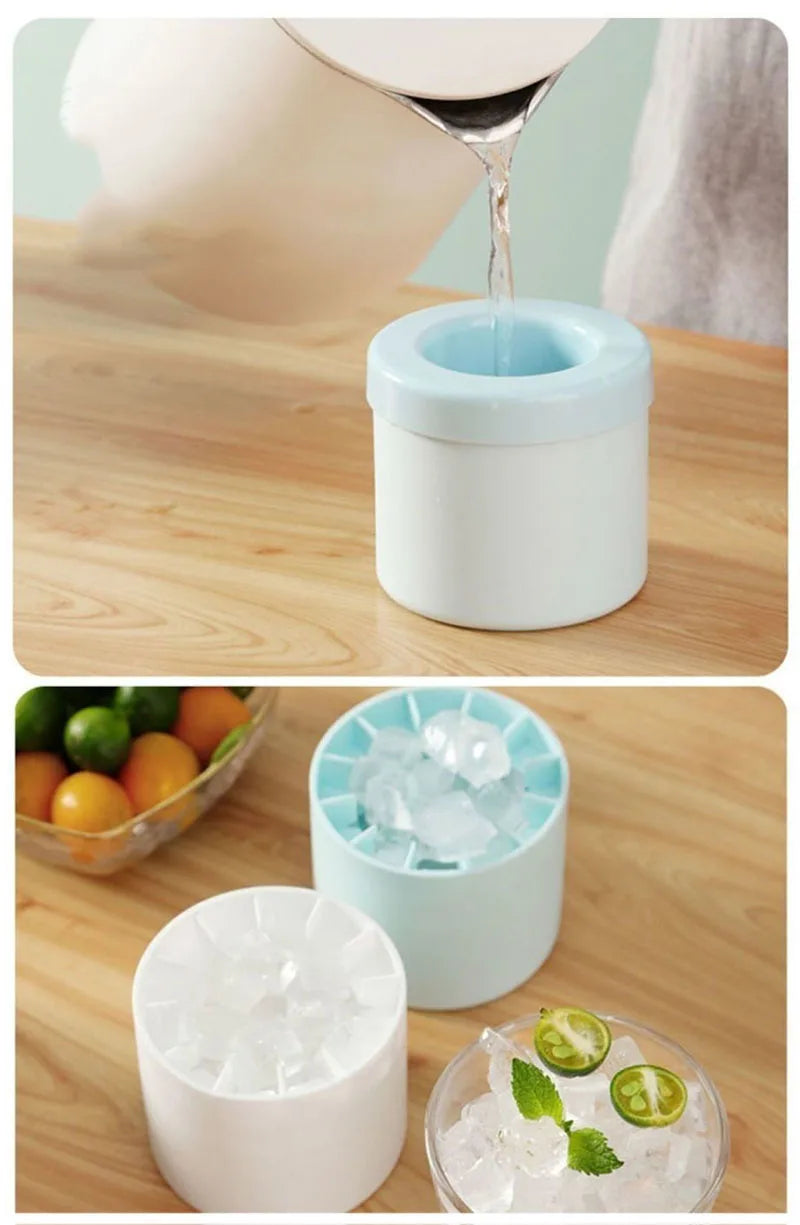 Moule à glaçons en silicone Seau à glace rond Été Fait maison DIY Réfrigérateur Freeze Ice Maker Creative Ice Cube Mold Barware Tools