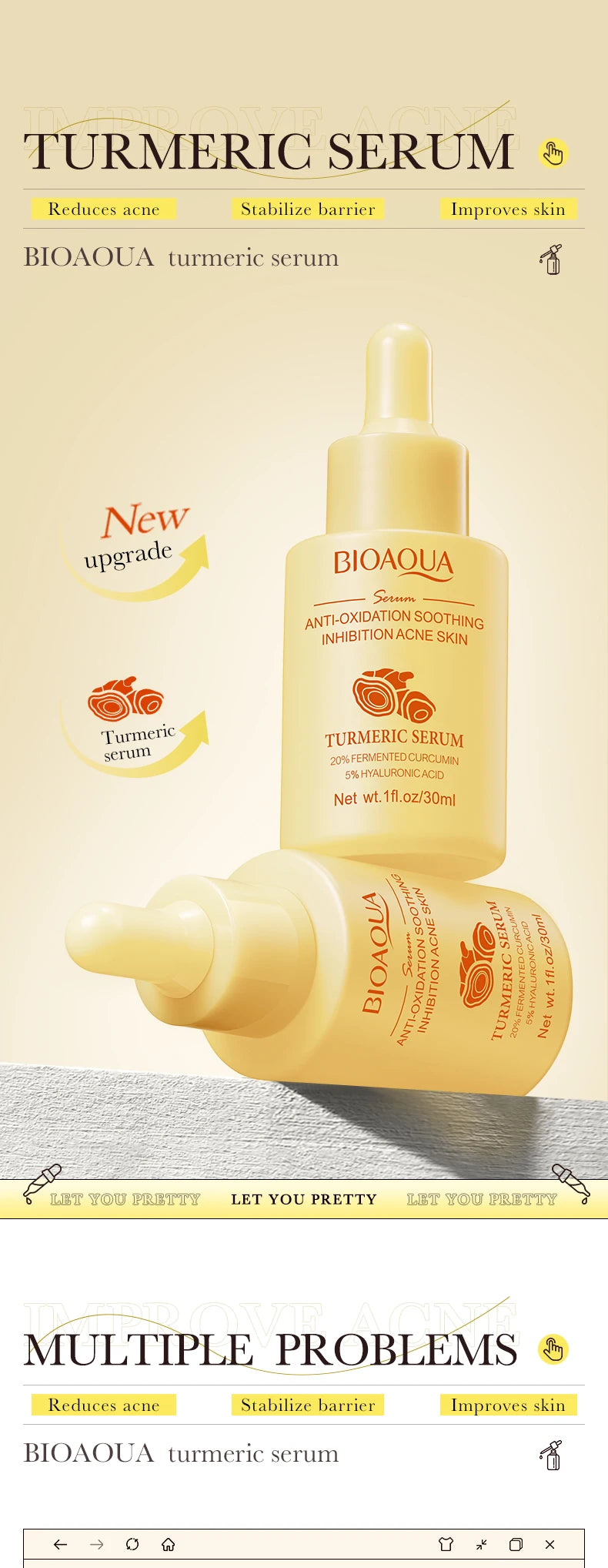BIOAQUA – Sérum Visage Concentré à la Vitamine C, Rétinol & Acide Hyaluronique, Essence Anti-Âge Éclaircissante.