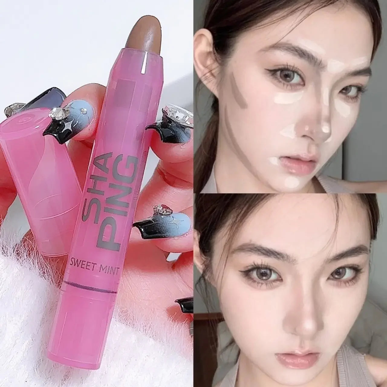 Stick de contour crème de surbrillance blanc en porcelaine Stylo de contour de visage lisse.