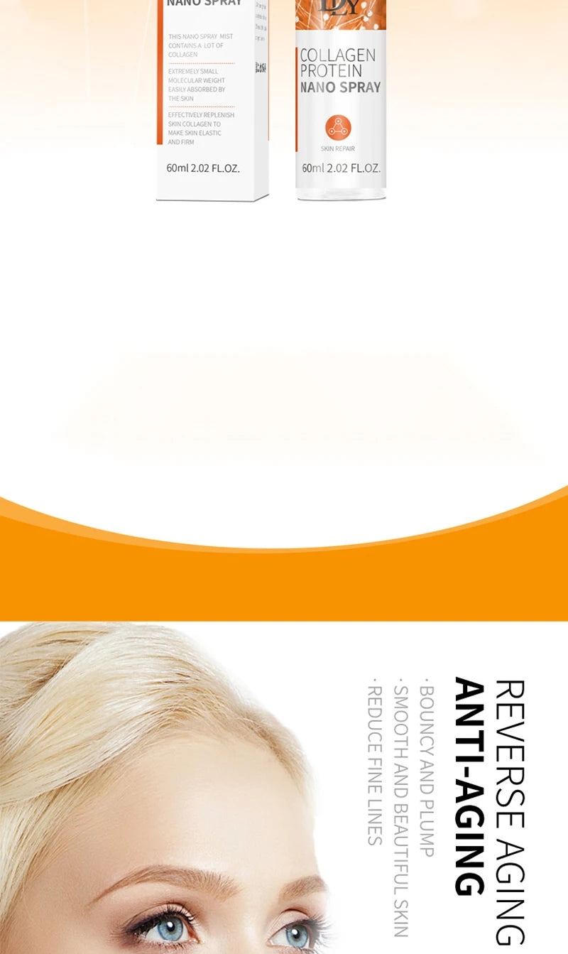 Masque de film protéiné de collagène nano hydrolysé Ensemble de pulvérisation de sérum pour le visage Réparation des rides Remplisseur de visage soluble Ensemble de soins de la peau éclaircissant