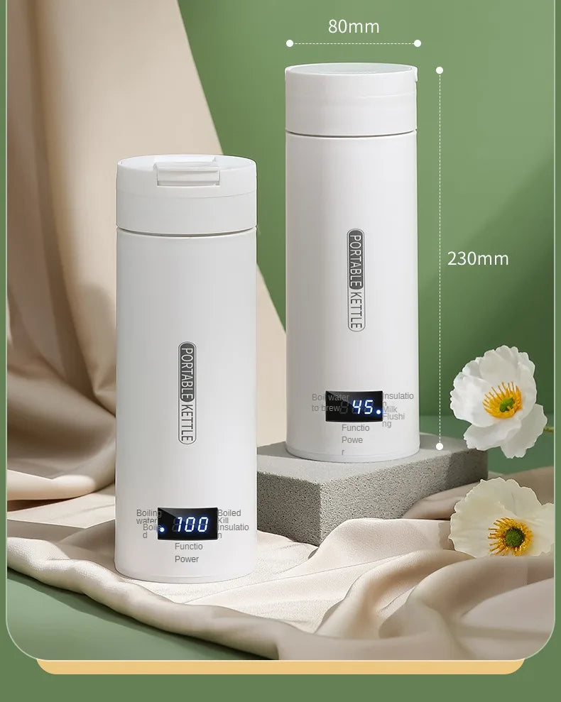 Bouilloire électrique de voyage 500ML Eau à ébullition rapide Chauffe-lait portable pour bébé Bouilloire thermo en acier inoxydable 304