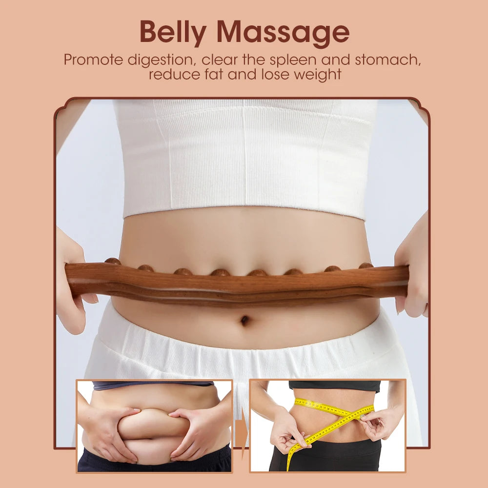 Gua Sha Massage Stick Back Dragage Méridiens Grattage Acupression 8/20 Perles Muscle carbonisé Rouleau de massage corporel relaxant