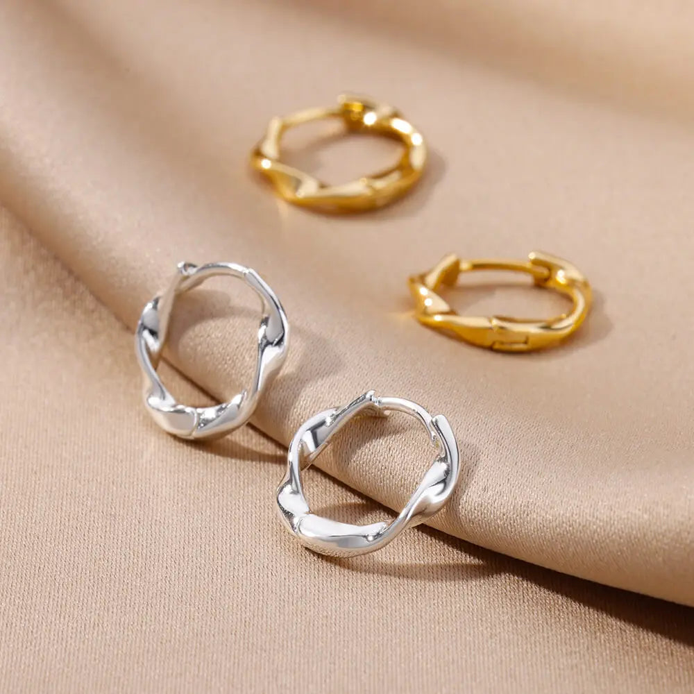 Boucles d'oreilles rondes élégantes pour femmes créoles en acier inoxydable de luxe Vintage Wedding Engagement Aesthetic Jewerly aretes