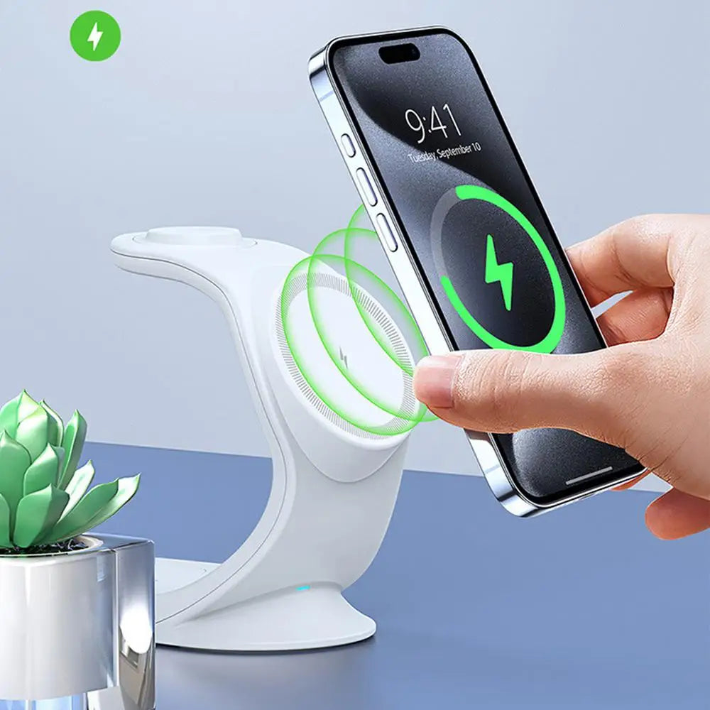 Chargeur sans fil 3 en 1 pour téléphone Support de chargeur magnétique rapide 15w Support de chargeur magnétique rapide Station de charge de chargeur de montre