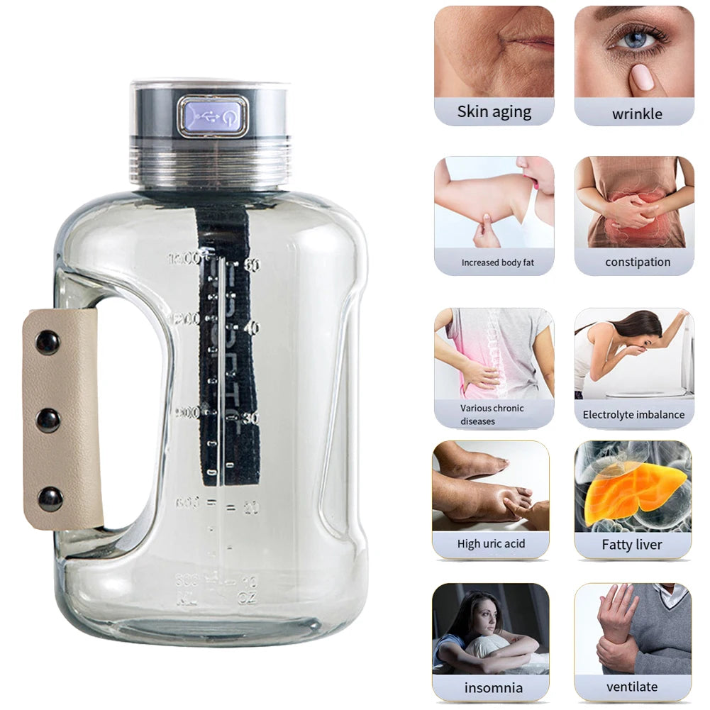 Bouteille d'eau d'hydrogène de 1,5L Machine d'ioniseur d'eau d'hydrogène rechargeable.