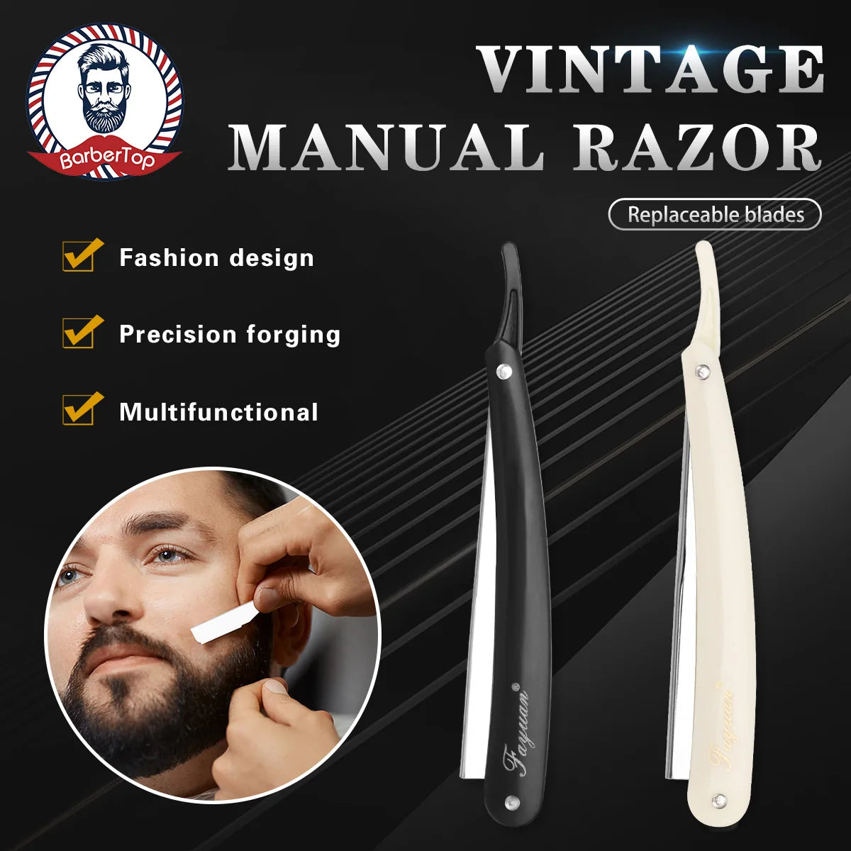 Rasoir Manuel pour Hommes – Rasoir de Sécurité en Acier Inoxydable Rasage précis, durable et élégant – Livré avec 10 lames de rechange