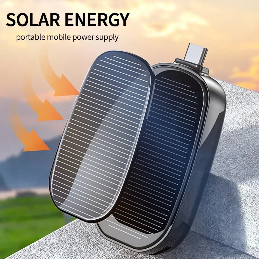 Solar Mini Power Bank Porte-clés Chargeur portable Camping en plein air Batterie externe Puissance d’urgence 1200mah Powerbank pour Xiaomi