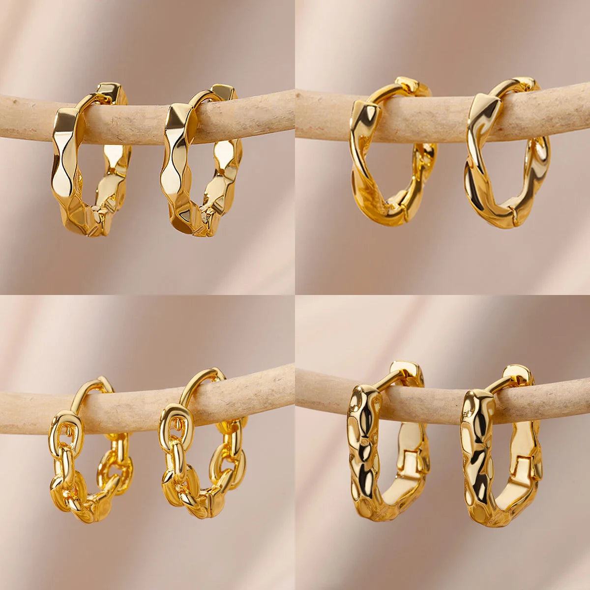 Boucles d'oreilles rondes élégantes pour femmes créoles en acier inoxydable de luxe Vintage Wedding Engagement Aesthetic Jewerly aretes