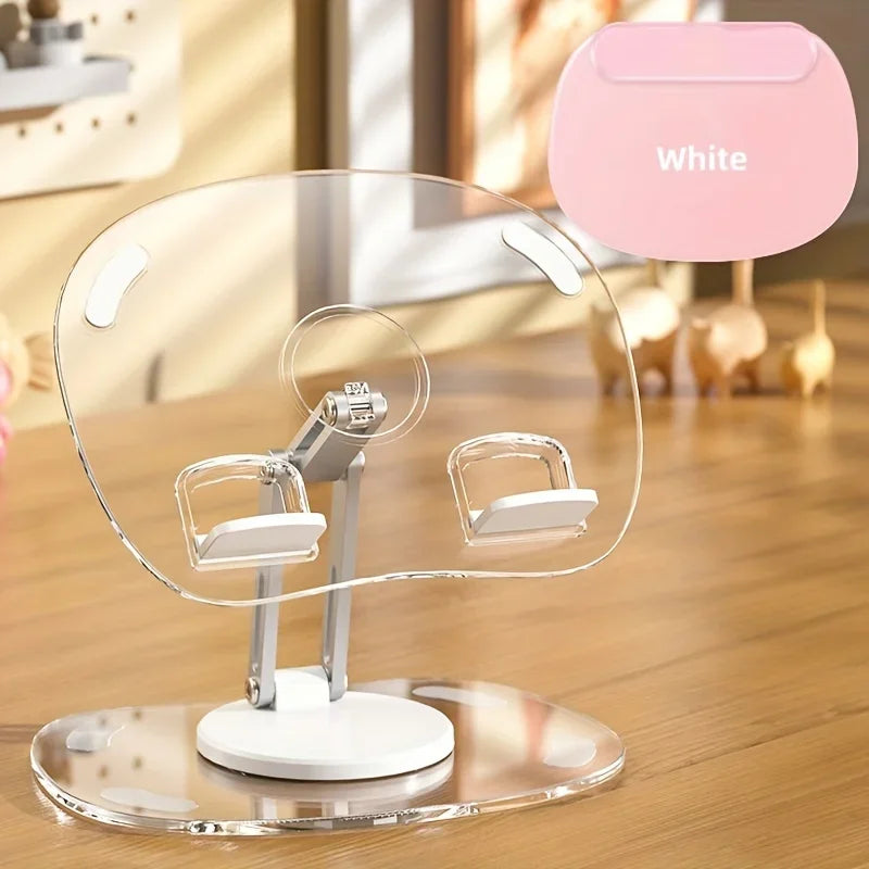 Support de téléphone portable transparent rotatif à 360° Support plat multifonctionnel Support de téléphone portable rétractable