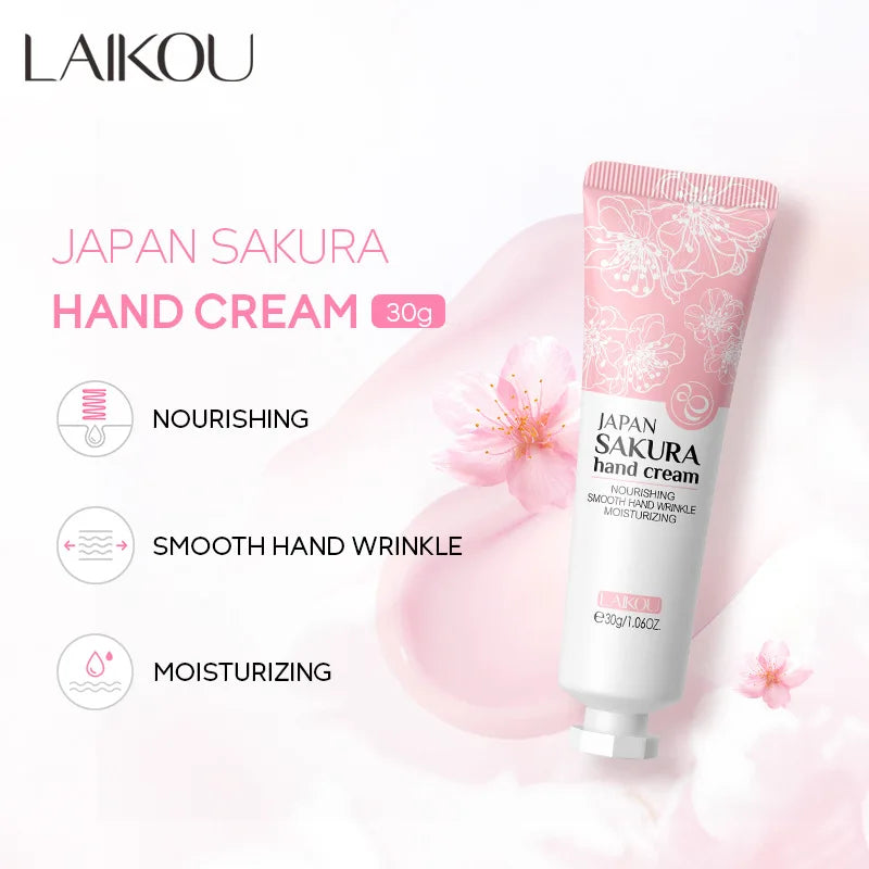 LAIKOU Sakura Crème pour les mains Blanchiment Élimination des rides Anti-fissure Hydratant Fade Lignes fines Corée Soins de la peau Santé Beauté 30g