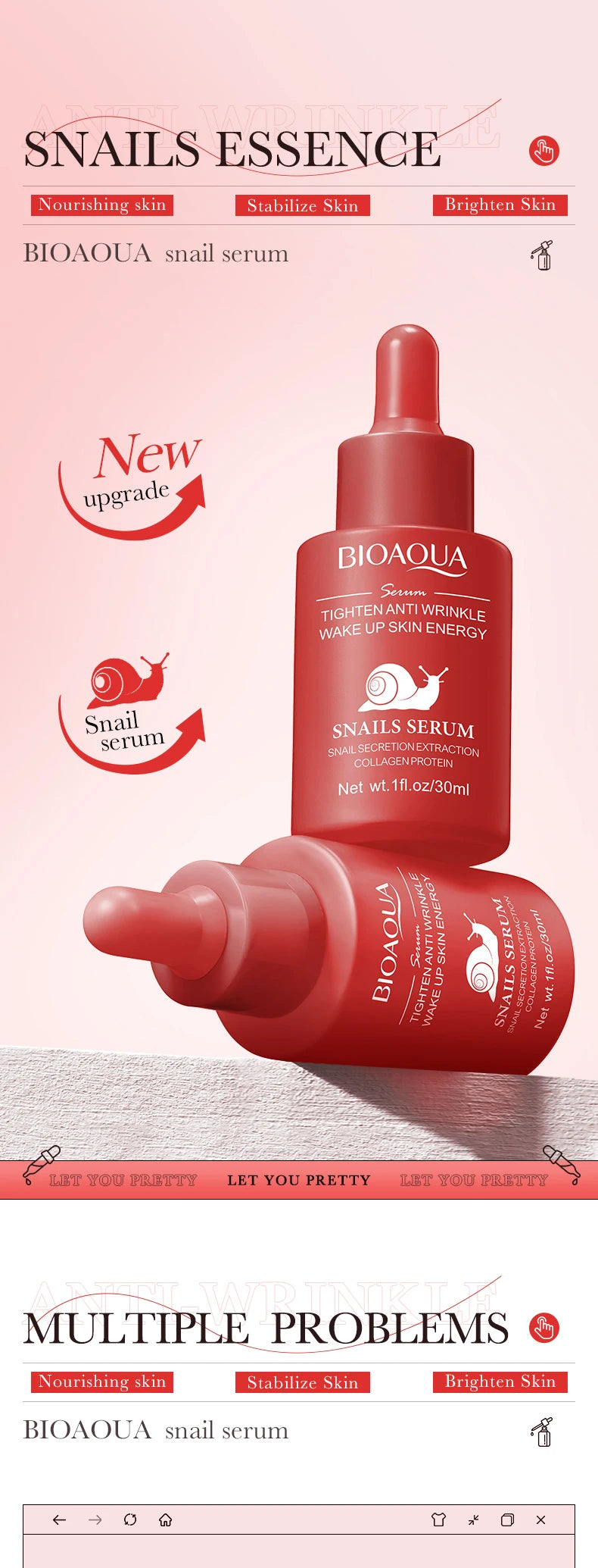 BIOAQUA – Sérum Visage Concentré à la Vitamine C, Rétinol & Acide Hyaluronique, Essence Anti-Âge Éclaircissante.