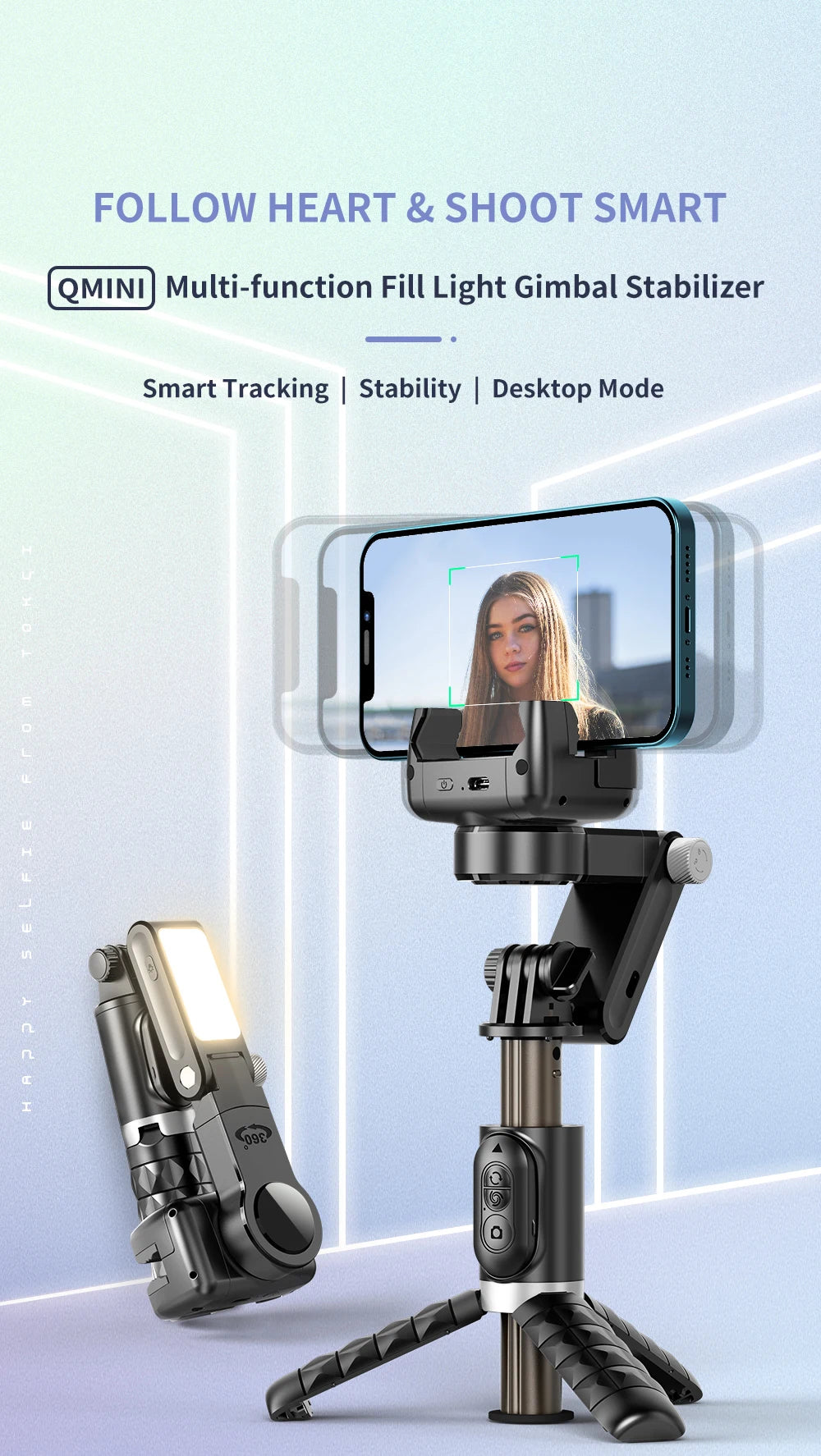 Selfie Stick Téléphone Cardan Stabilisateur Pour iPhone Android Action Caméra Trépied Téléphone Portable Cellule Mobile Smartphone Poignée Poignée Vidéo