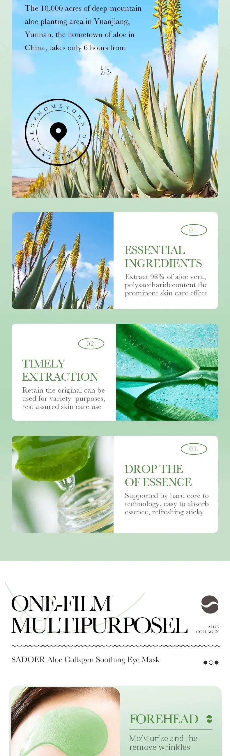 60pcs Aloe Vera Collagène Masque pour les yeux Anti-cernes Élimination des cernes Sacs pour les yeux Hydratant Rafermir Patchs pour les yeux Produits de soins de la peau des yeux