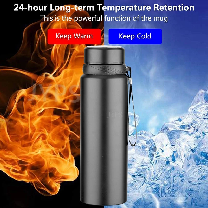 Bouteille thermos en acier inoxydable 1L, garde vos boissons chaudes ou froides – idéale pour eau, thé, café, avec flacon à vide performant.