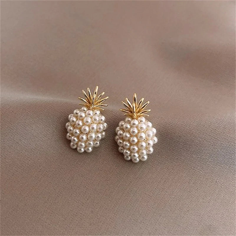 New French Retro Crystal Pearl Stud Earrings For Women Exquisite Bee Small Earrings Fashion Jewelry Gift Mujer Boucle D'oreille