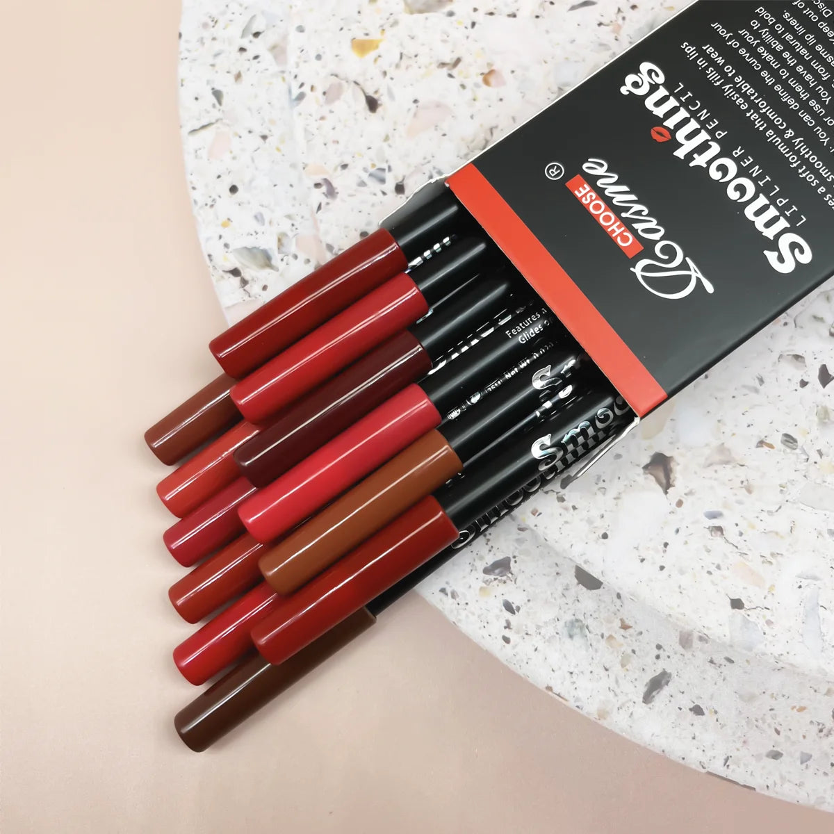 Ensemble de 12 crayon à lèvres professionnel et brillant à lèvres mat pour femmes Cadeaux de la Saint-Valentin