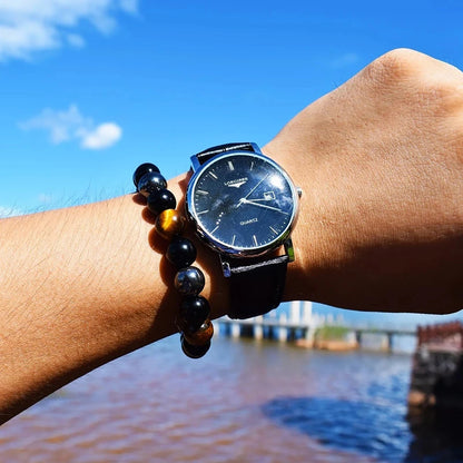 Bracelet de Protection – Obsidienne Noire, Hématite & Œil de Tigre