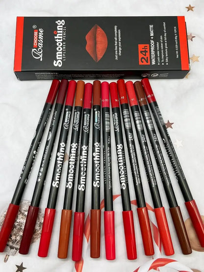 Ensemble de 12 crayon à lèvres professionnel et brillant à lèvres mat pour femmes Cadeaux de la Saint-Valentin