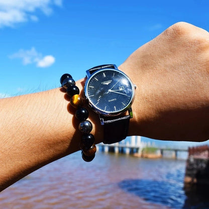 Bracelet de Protection – Obsidienne Noire, Hématite & Œil de Tigre