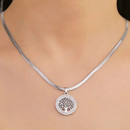 Collier LIKGREAT Arbre de Vie Celtique – Acier Inoxydable & Zircon, Style Vintage Unisexe
