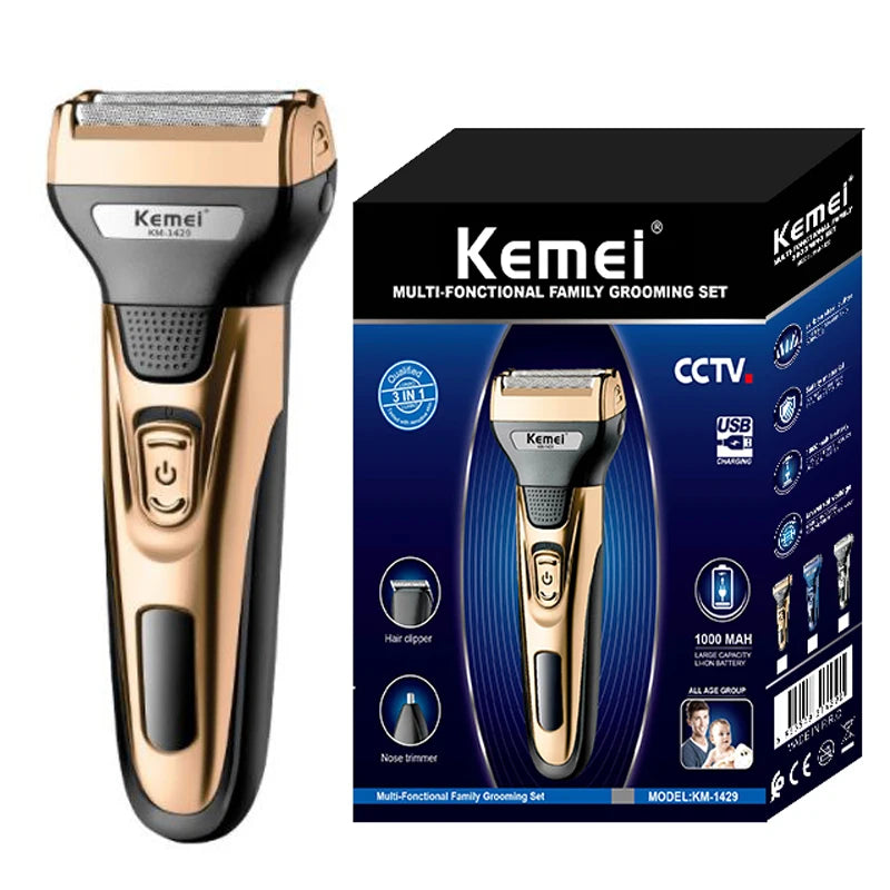 Kemei 3 en 1 Kit de rasage pour Hommes