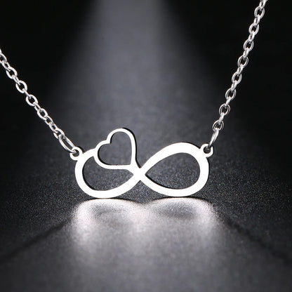 Colliers en acier inoxydable avec pendentif en forme de cœur et symbole de l'infini pour femmes, bijoux tendance, cadeaux de fête, nouveauté 2025.