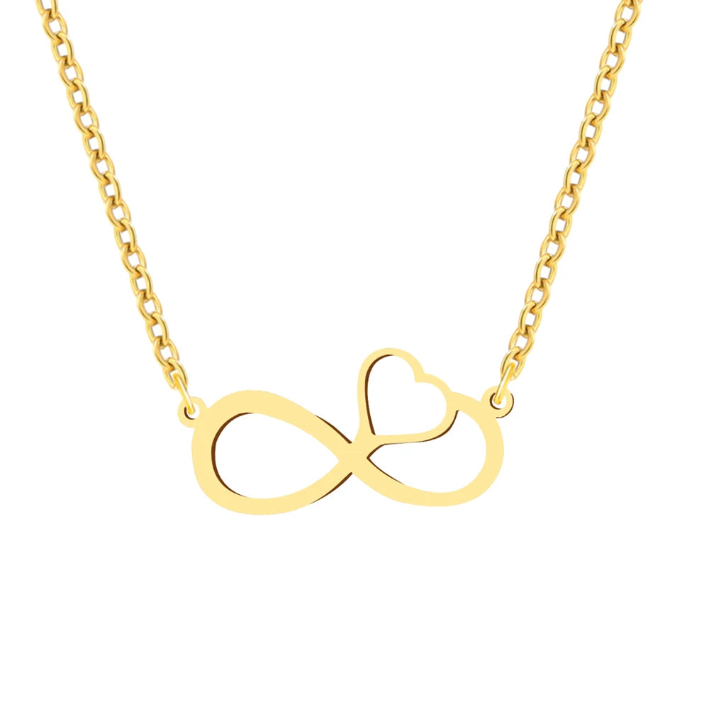 Colliers en acier inoxydable avec pendentif en forme de cœur et symbole de l'infini pour femmes, bijoux tendance, cadeaux de fête, nouveauté 2025.